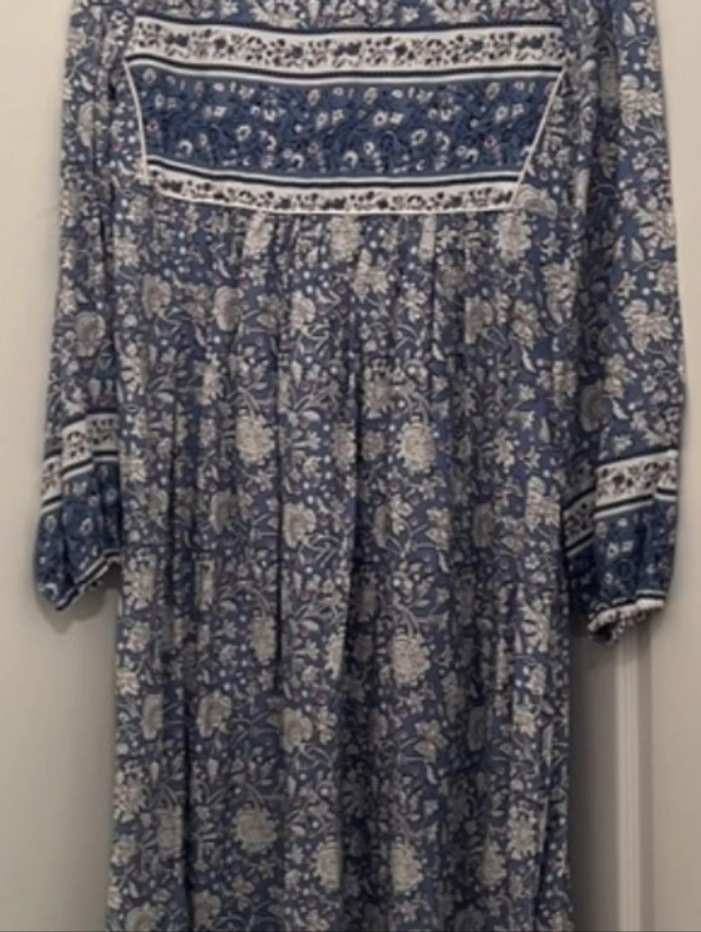 Blue Floral Midi Dress with Tassel Tie - Picture 9 of 15
